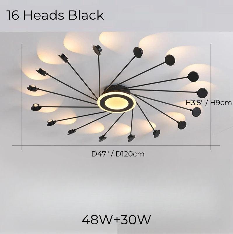 Modern Black Flush Mount LED Chandelier for Living Room