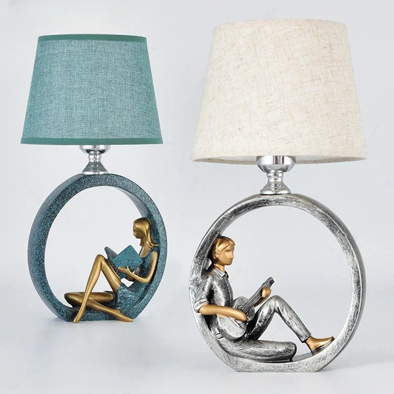 Chelsea Reading Girl and Boy Table Lamp (15")