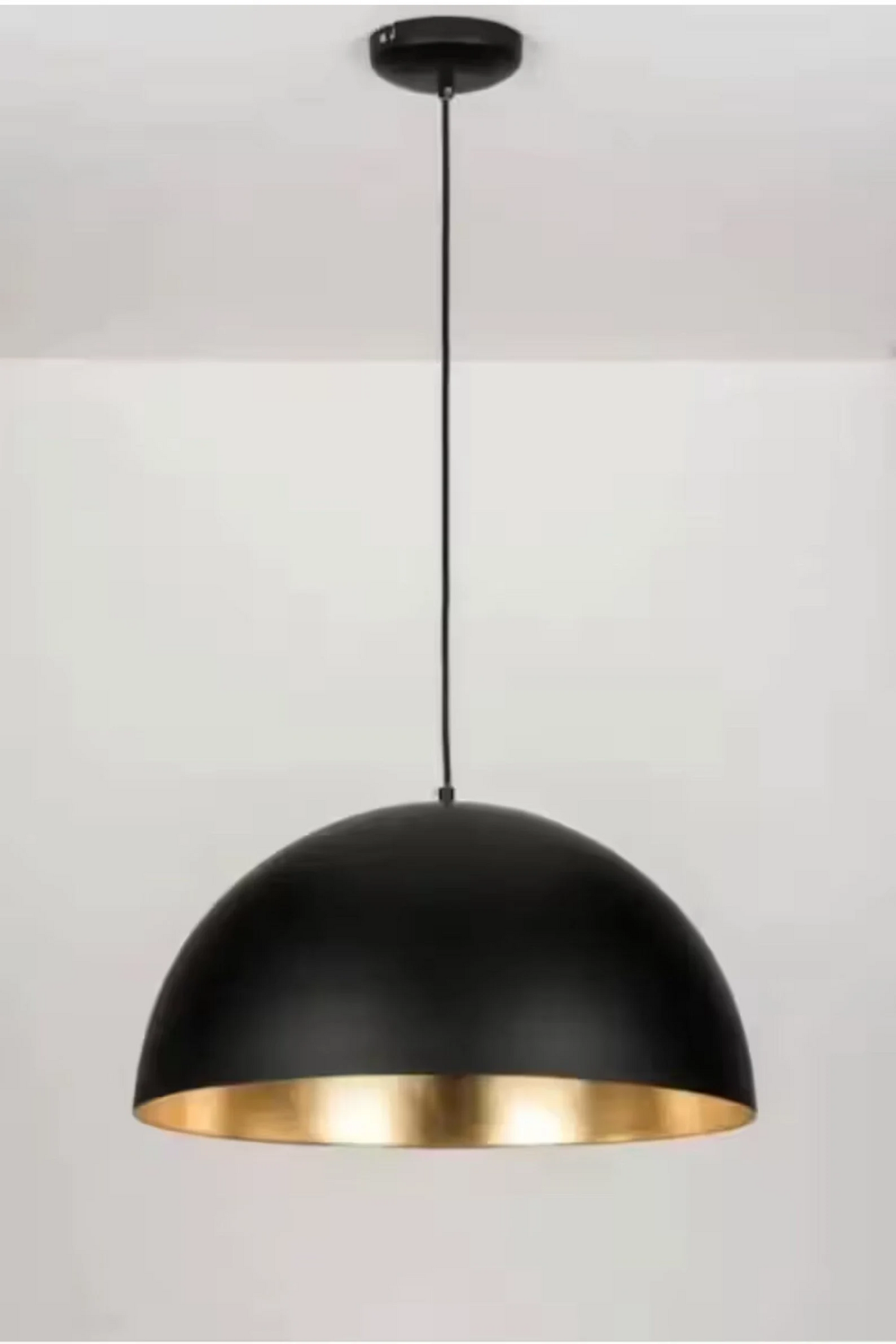 Black and Brass Dome Pendant Light