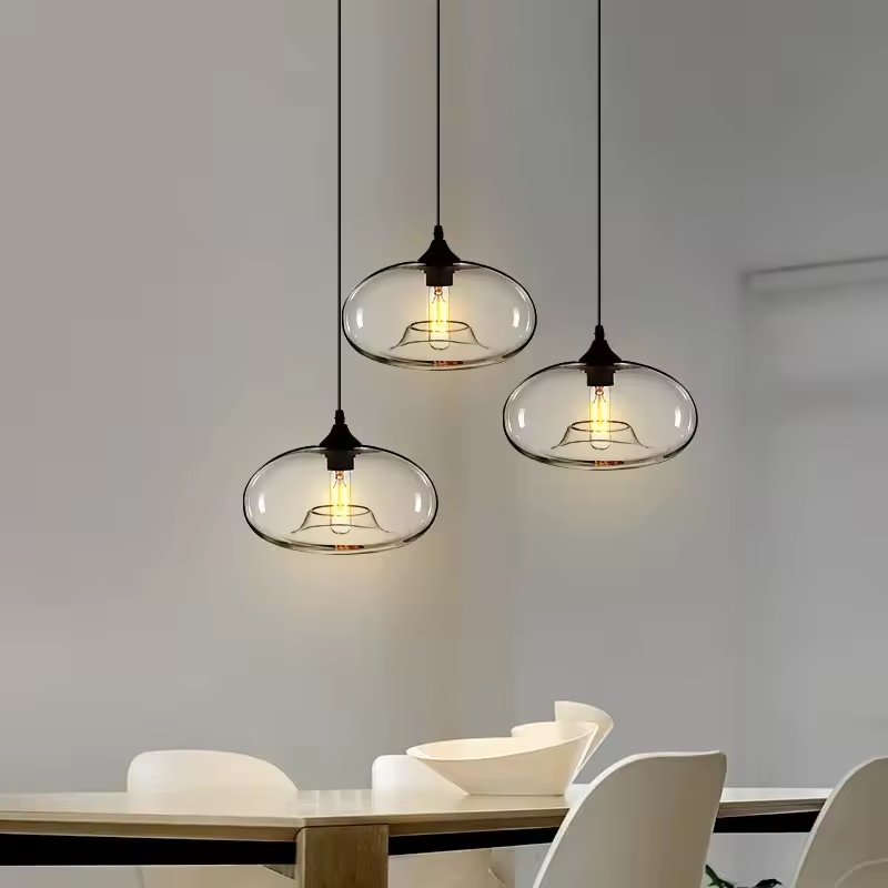 Nordic Simple Clear Glass Pendant Lights, Black