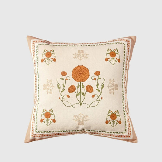 Retro Floral Throw Pillow Case