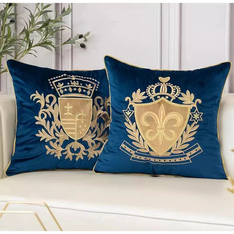 European Retro Gold Embroidered Throw Pillow Case