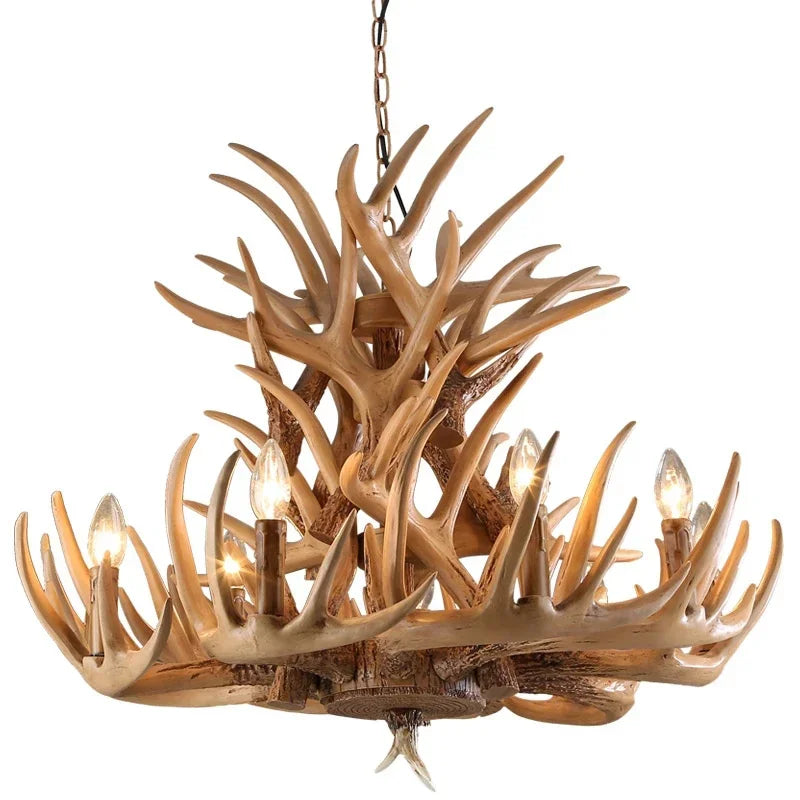 Rustic Deer Horn Ceiling Light