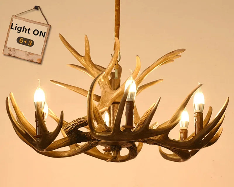 Rustic Deer Horn Ceiling Light