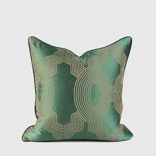 Emerald Green Geometry Jaquard Throw Pillow Case