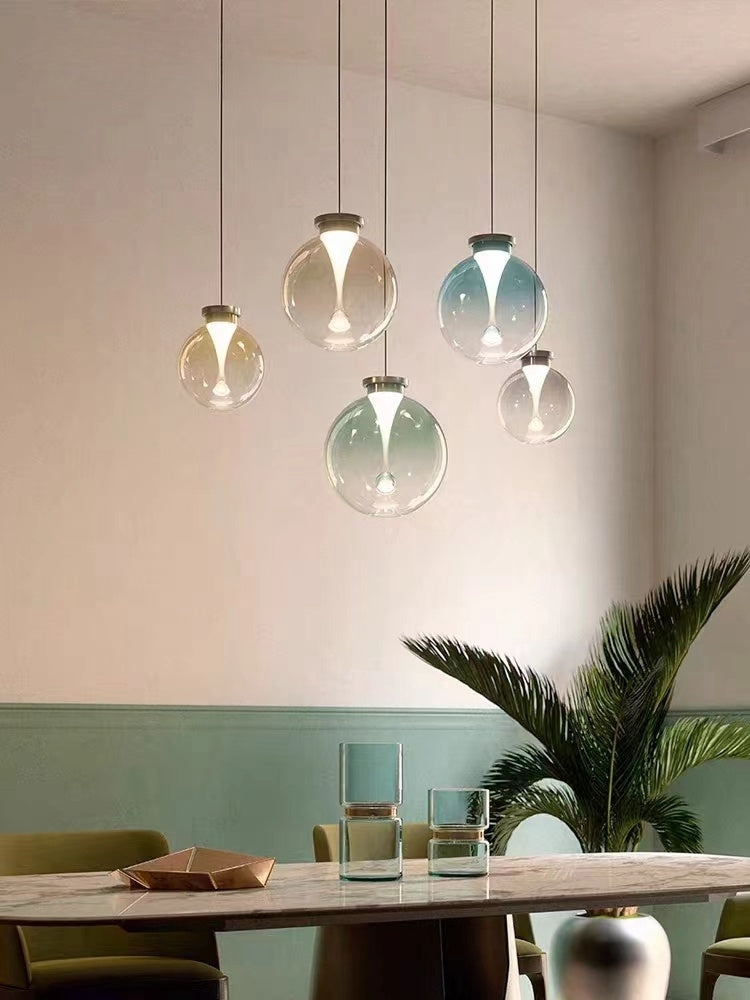 Modern Gradient Stained LED Glass Pendant Light