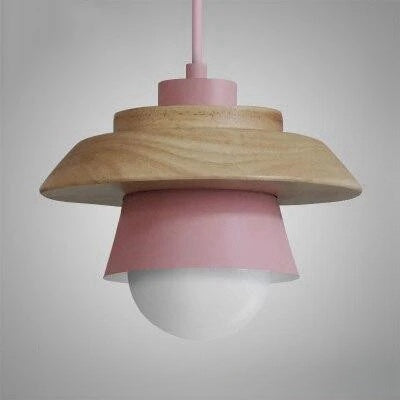 Vintage Macaron Holz Pendelleuchte