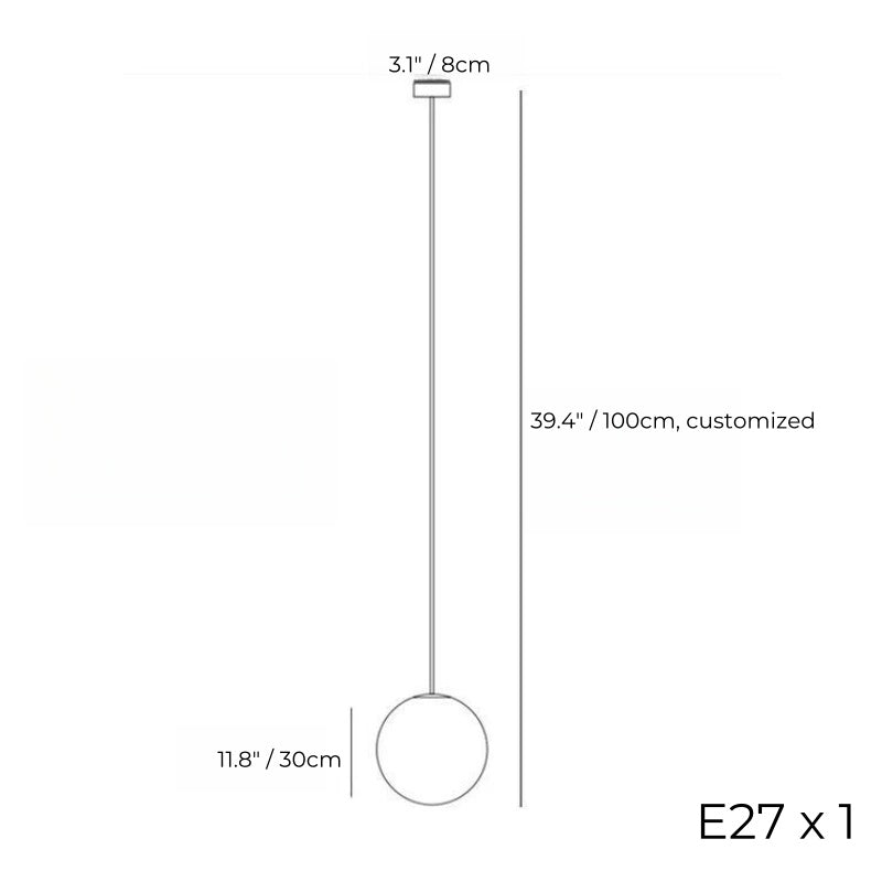 Elegante Pendelleuchte aus kugelförmigem Glas