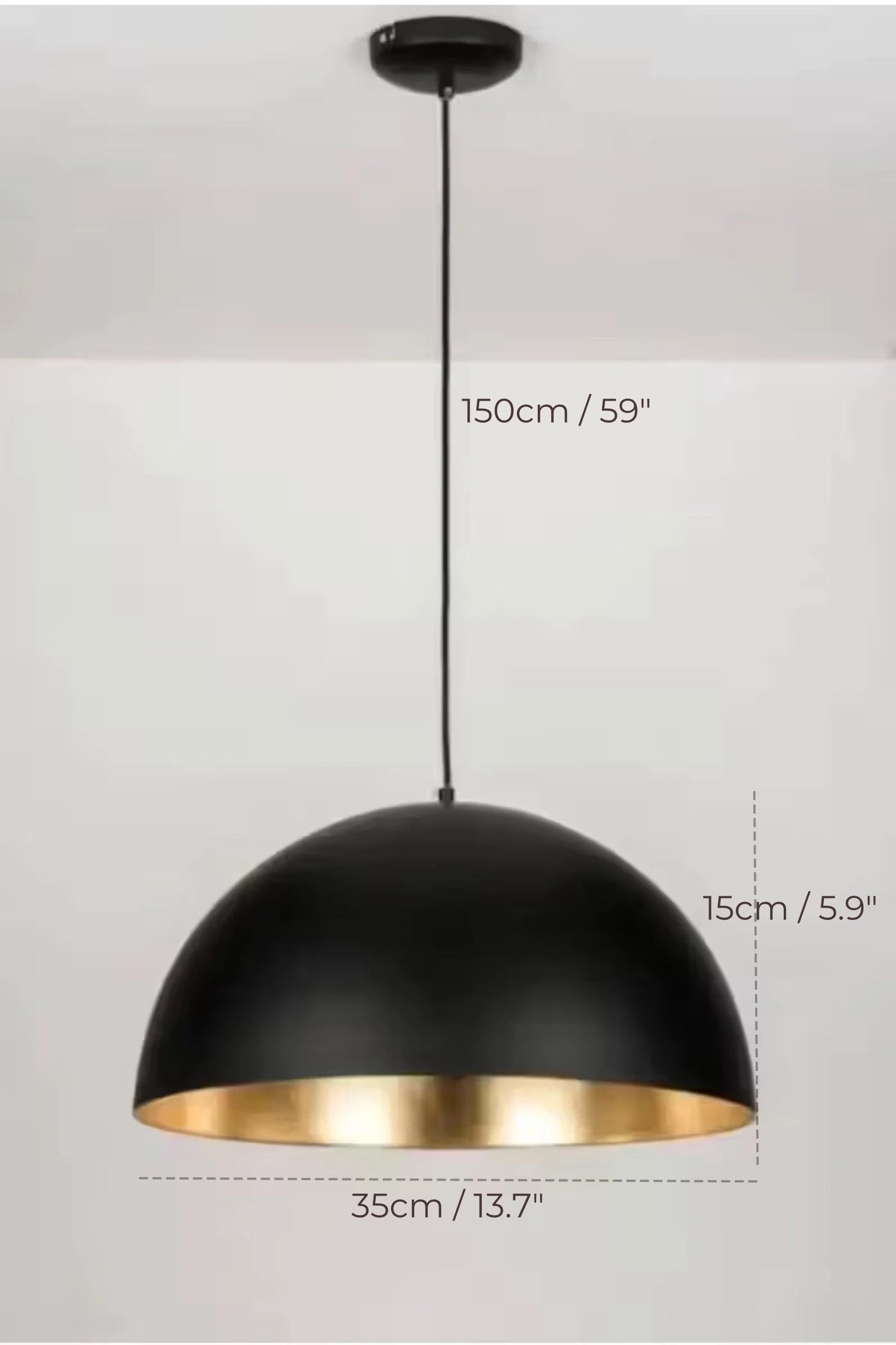 Black and Brass Dome Pendant Light