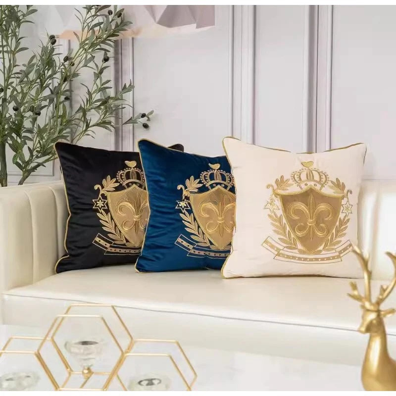 European Retro Gold Embroidered Throw Pillow Case