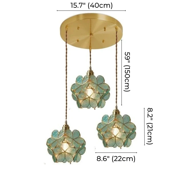 Glass Petal Brass Pendant Light