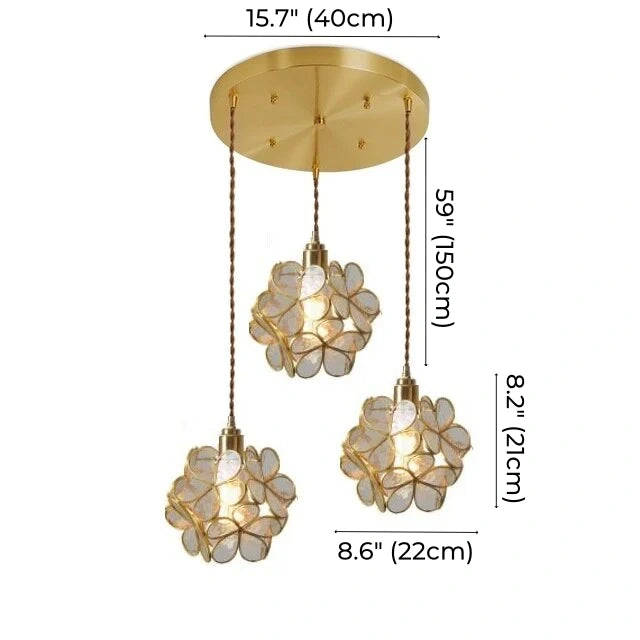 Glass Petal Brass Pendant Light