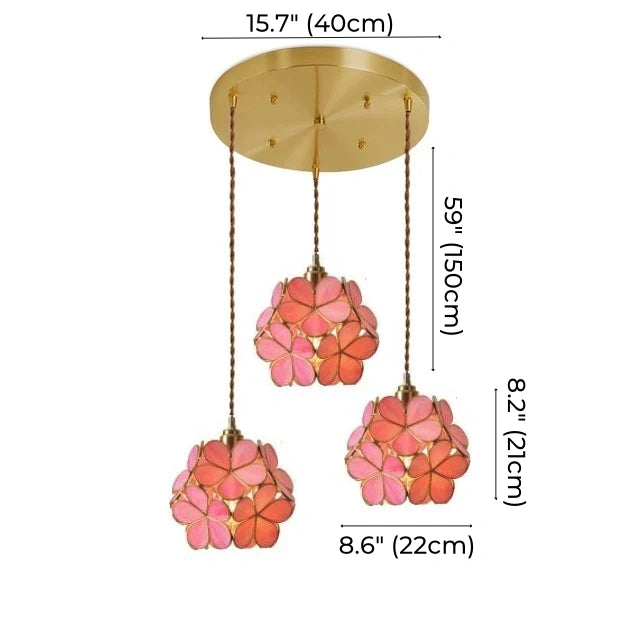 Glass Petal Brass Pendant Light