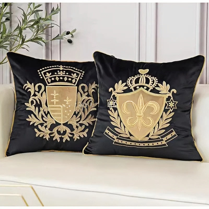 European Retro Gold Embroidered Throw Pillow Case