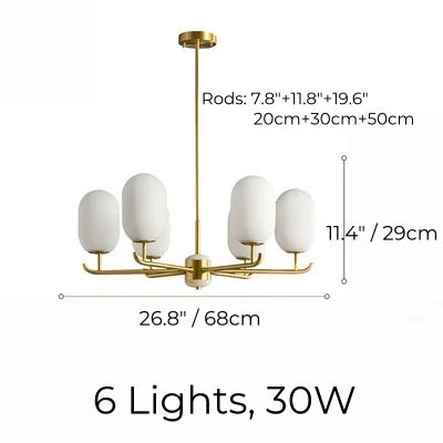 Kronleuchter „Laius“ aus Kupfer und Glas in Gold