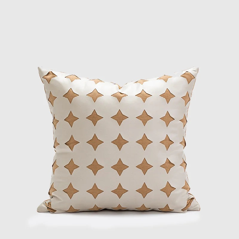 Hollow Carved Stars PU Leather Splicing Throw Pillow Case