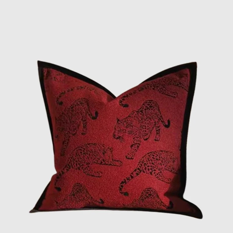 Leopards in Droves Embroidery Throw Pillow Case