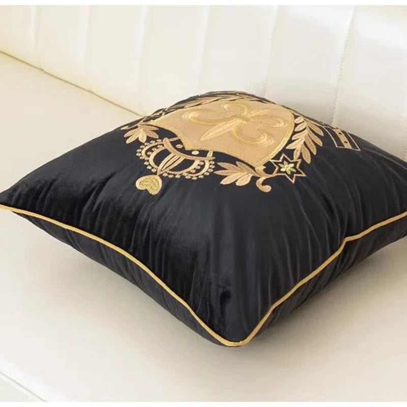 European Retro Gold Embroidered Throw Pillow Case