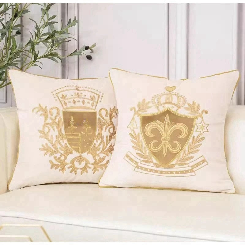 European Retro Gold Embroidered Throw Pillow Case