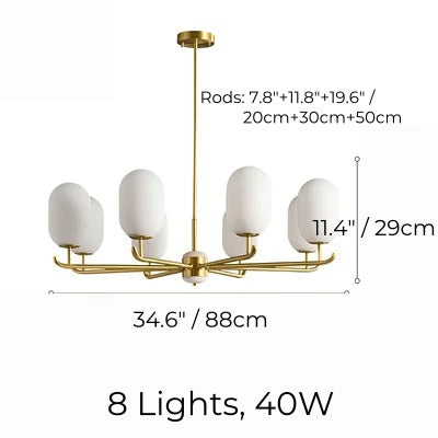 Kronleuchter „Laius“ aus Kupfer und Glas in Gold