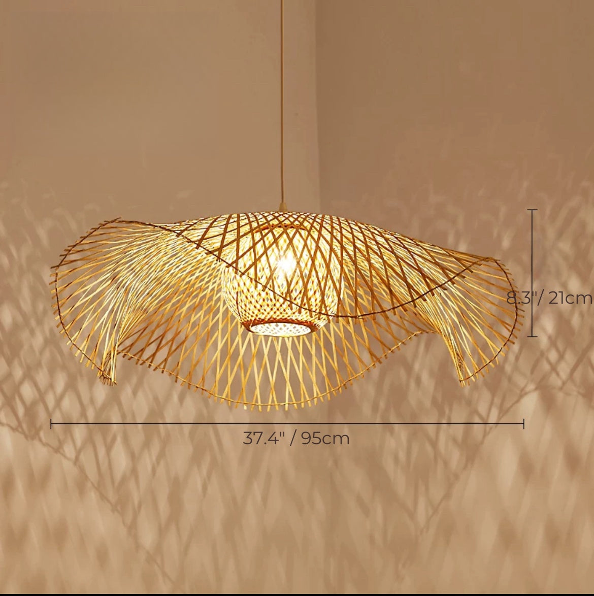 Top Hat Bamboo Rattan Hanging Pendant Light