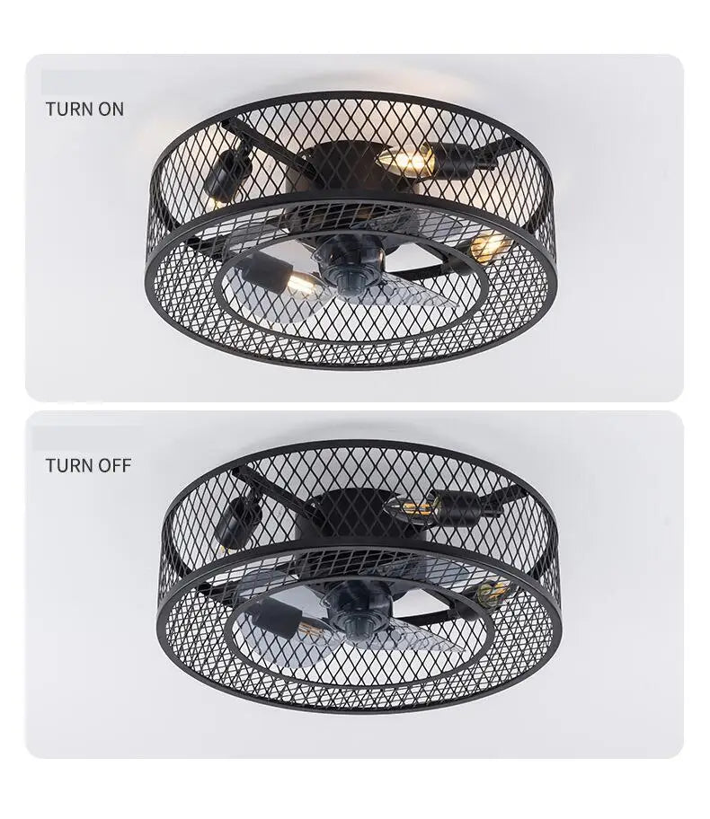 Industrial-Style Black Fan Lights with Convenient Remote Control