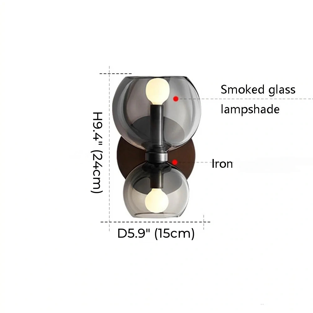 Nordische Luxus-Wandlampe aus Rauchglas 