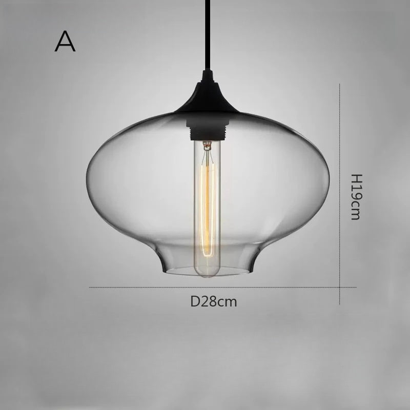 Nordische, schlichte Pendelleuchte aus klarem Glas, Schwarz