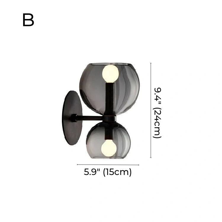 Nordische Luxus-Wandlampe aus Rauchglas 