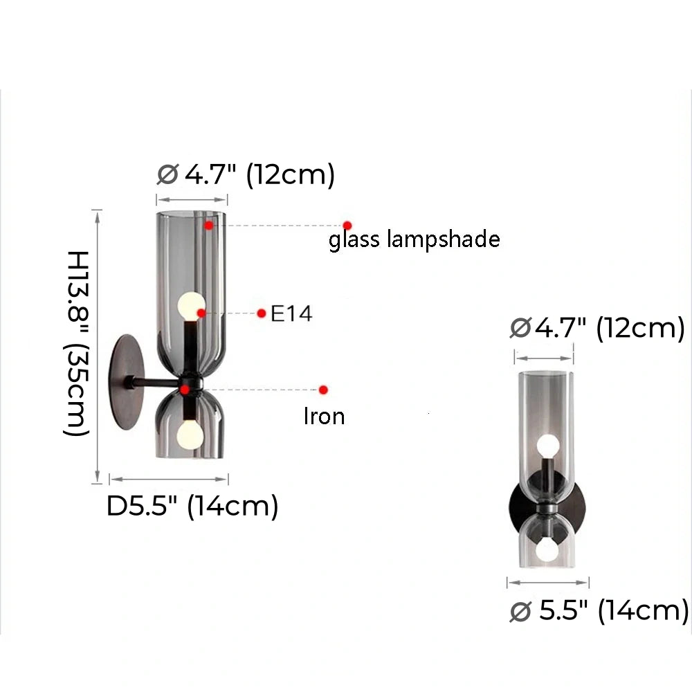 Nordische Luxus-Wandlampe aus Rauchglas 