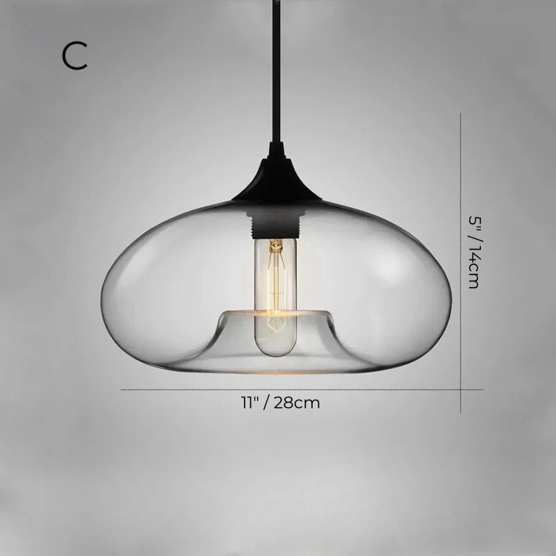 Nordic Simple Clear Glass Pendant Lights, Black