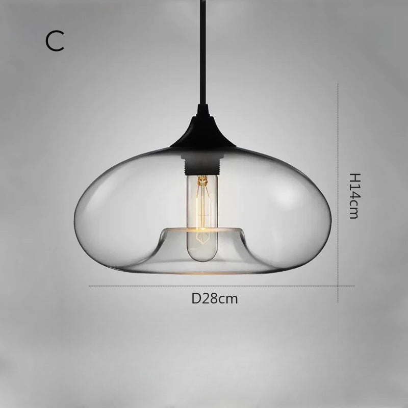 Nordic Simple Clear Glass Pendant Lights, Black