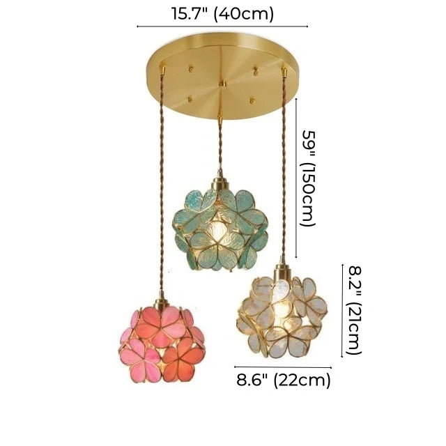 Glass Petal Brass Pendant Light