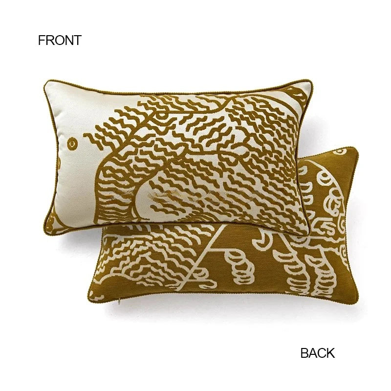 Abstract Bamboo Leaves Throw Pillow Case