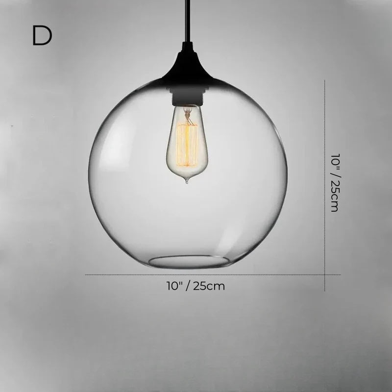 Nordic Simple Clear Glass Pendant Lights, Black