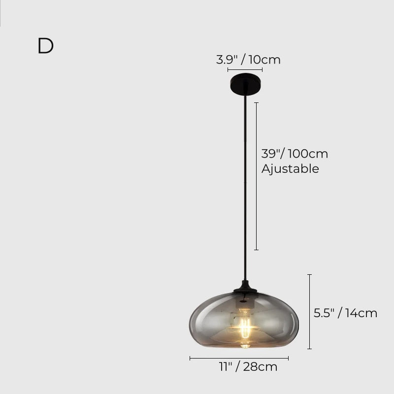 Lámpara colgante de isla de cocina nórdica, gris ahumado