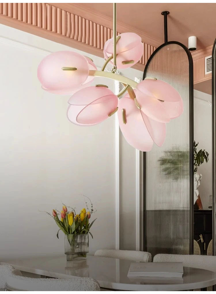 Flower Bud Glass Branch Chandelier