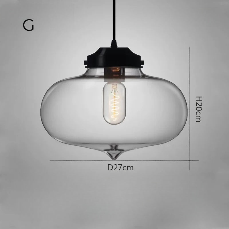 Nordic Simple Clear Glass Pendant Lights, Black