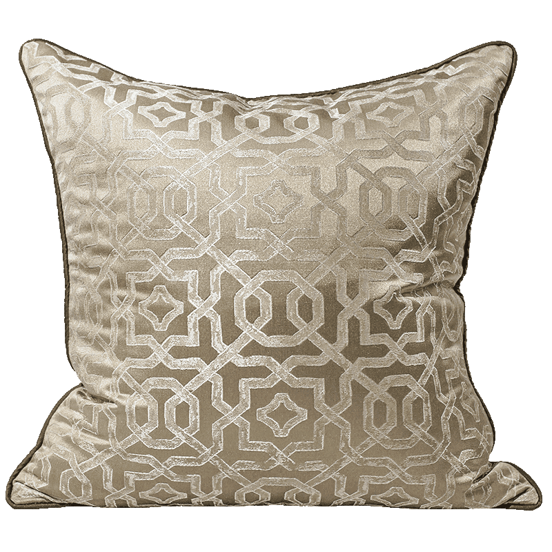 Champagne Chinese Nationality Pattern Jacquard Pillow Case 45x45cm