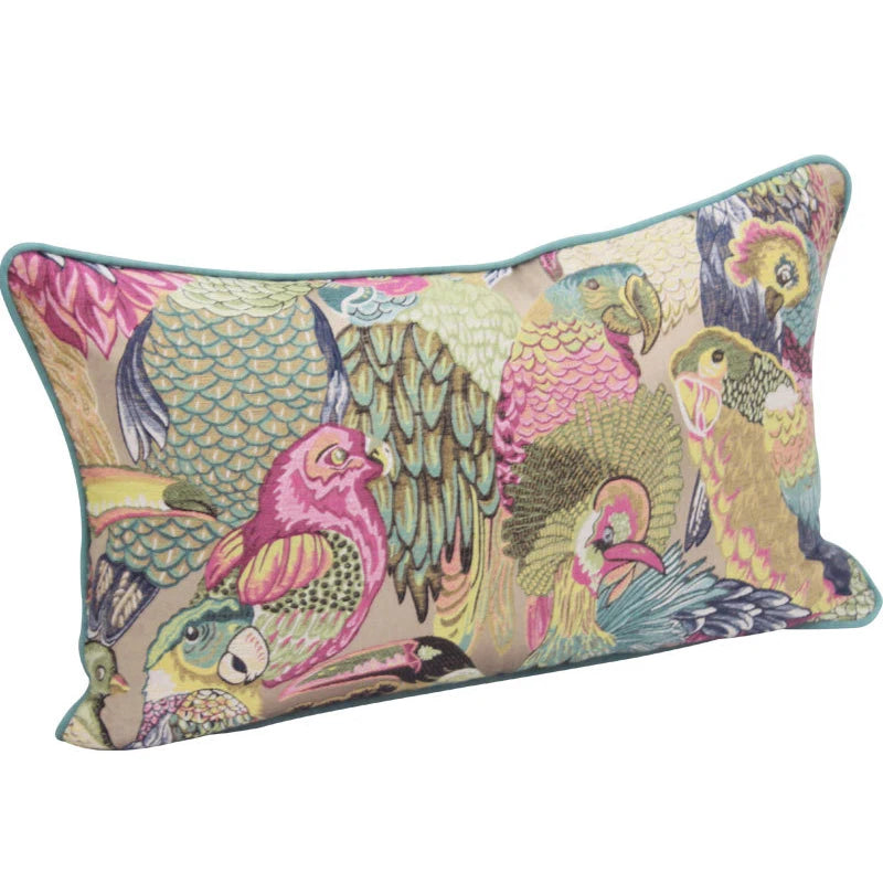 American Neoclassical  Parrot Embroidery Lumbar Pillow Case 30x50cm