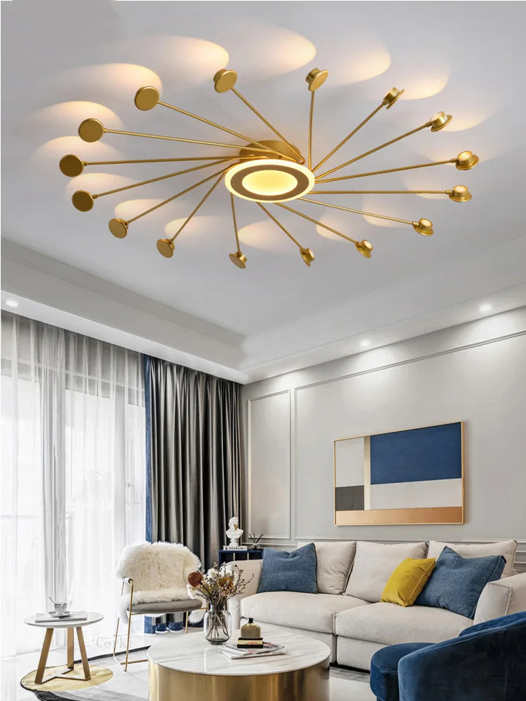 Modern Black Flush Mount LED Chandelier for Living Room