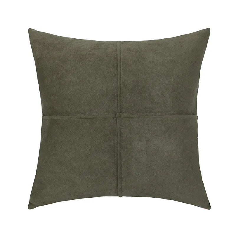 Patchwork Faux Suede Throw Pillow Case