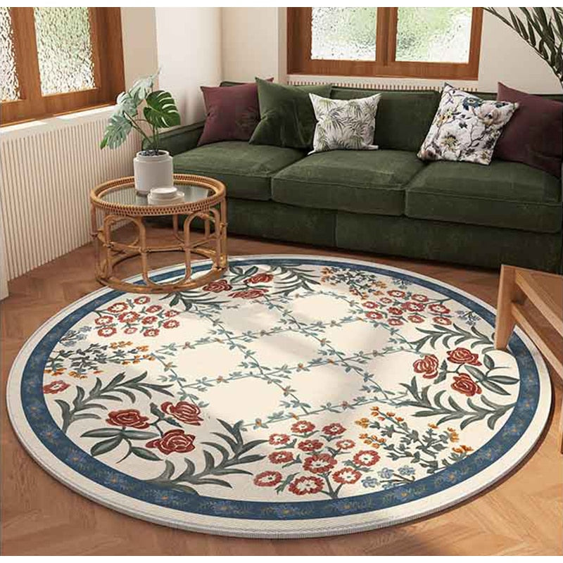 Retro Circular Rural Floral Rugs