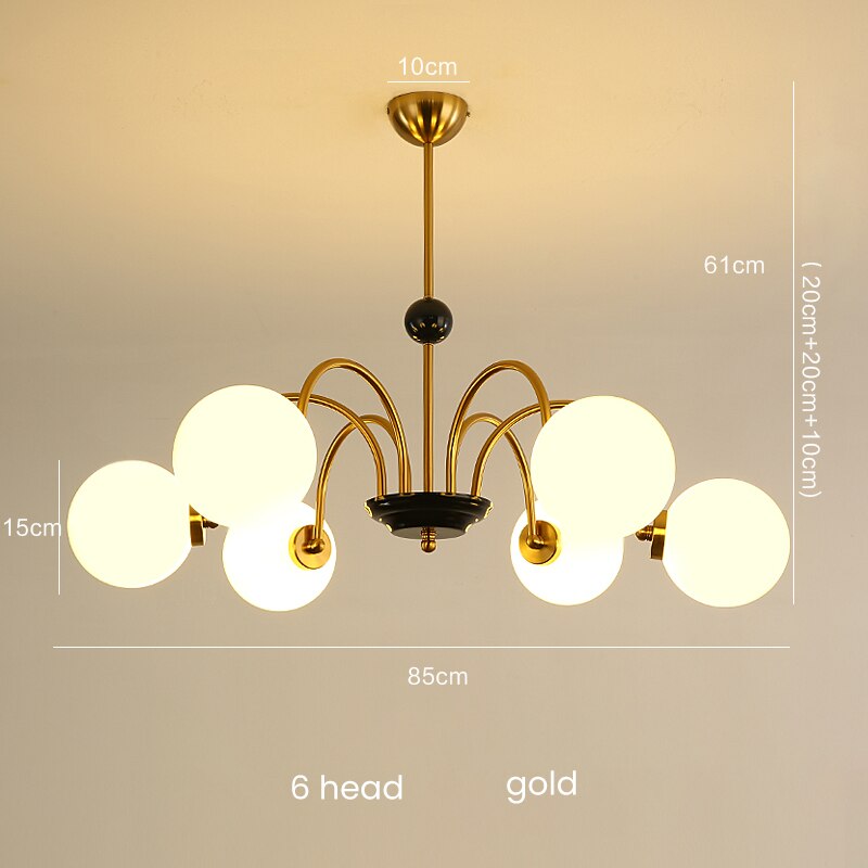 Retro Nordic Gold Classic 5 Heads Chandelier