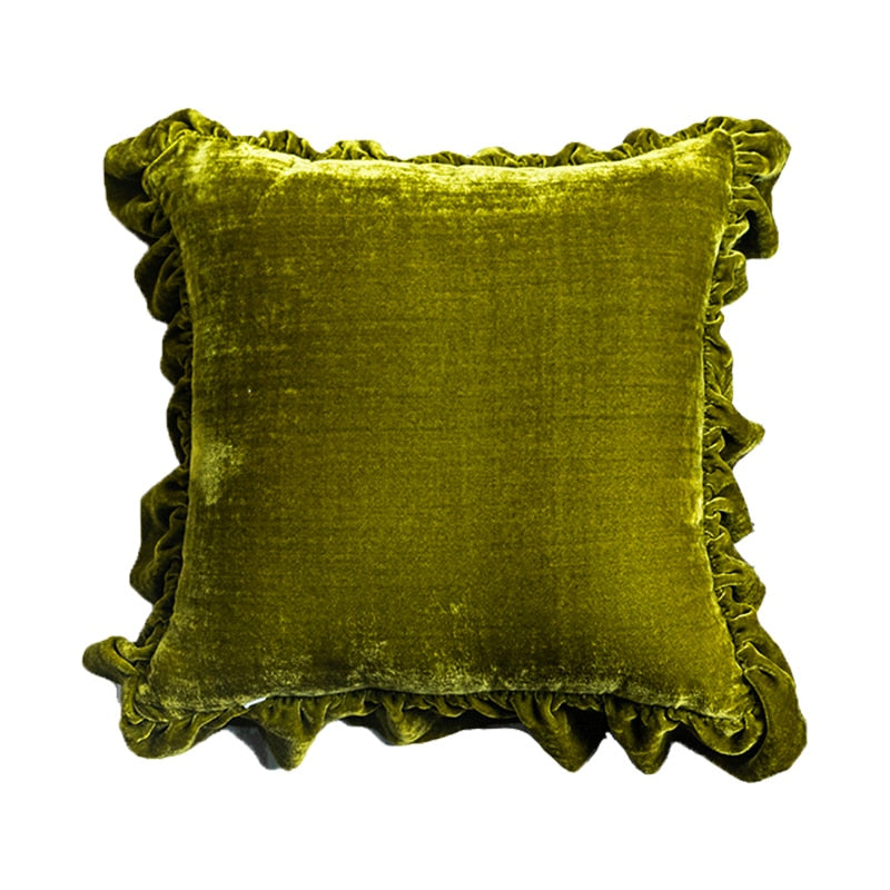 Retro Emerald Green Ruffles Pillow Case