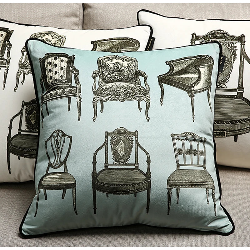 Morandi Chairs Printed Throw Pillow Case