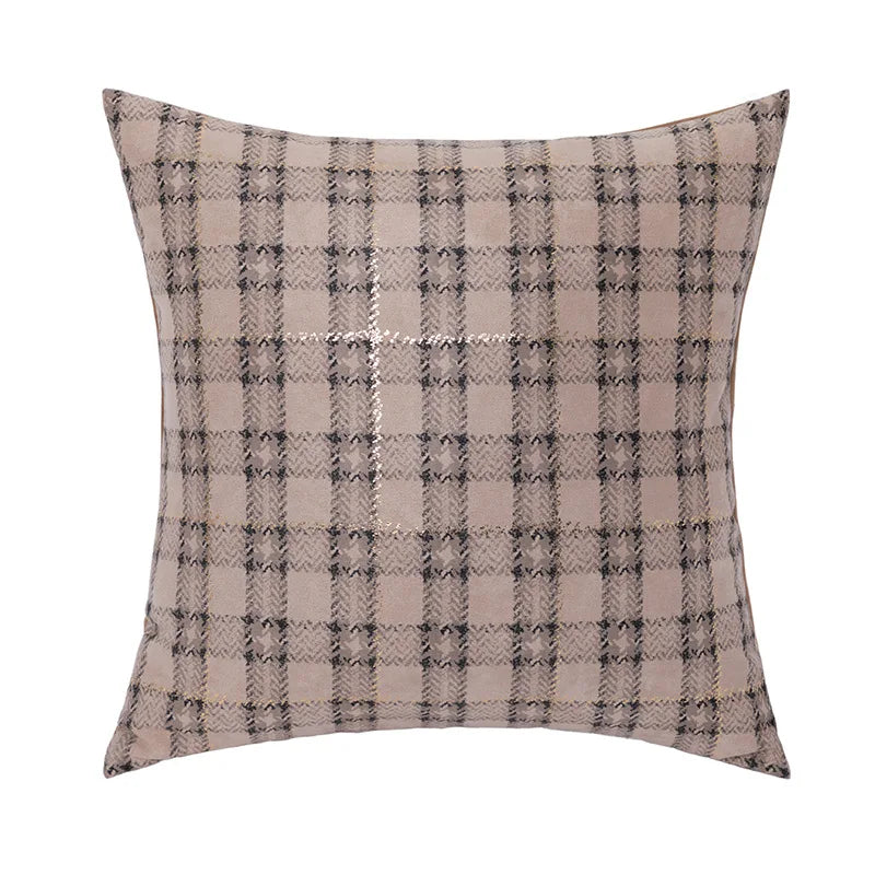 Patchwork Faux Suede Throw Pillow Case