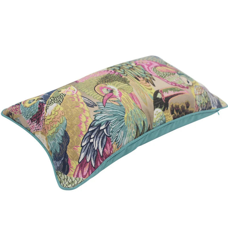 American Neoclassical  Parrot Embroidery Lumbar Pillow Case 30x50cm