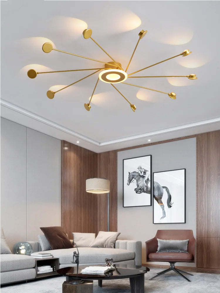 Modern Black Flush Mount LED Chandelier for Living Room