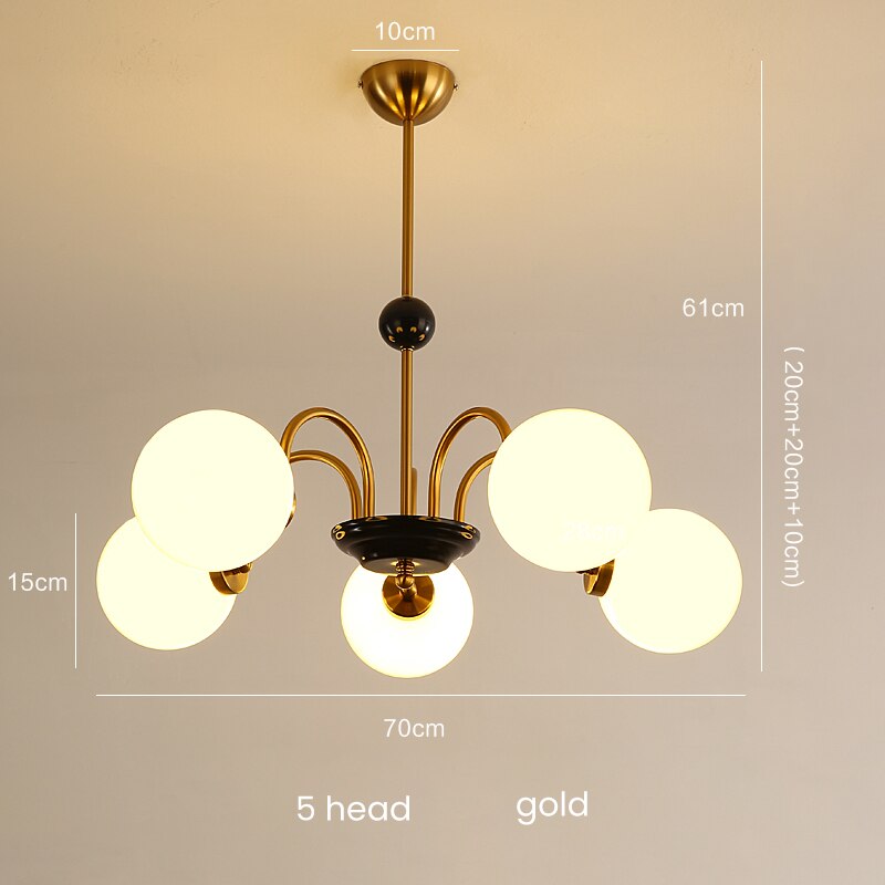 Retro Nordic Gold Classic 5 Heads Chandelier